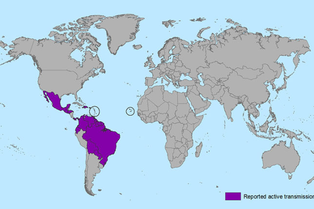 Zika virus map January 2016