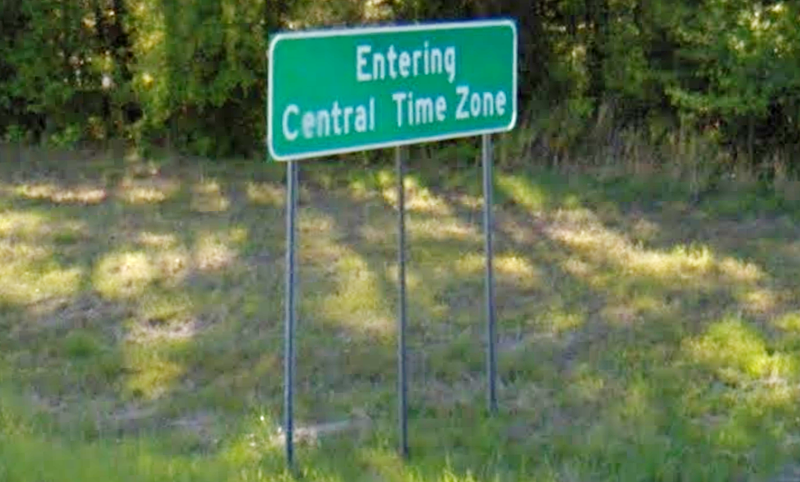 Central Time Zone Sign Alabama Interstate 85