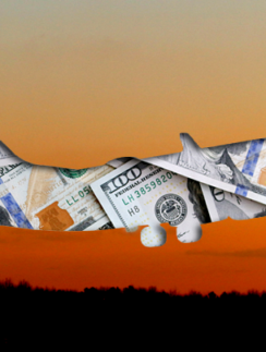 Airplane Dollars Sunset