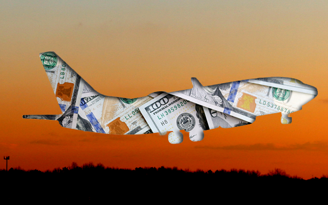 Airplane Dollars Sunset