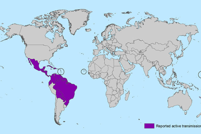 Zika virus map March 2016
