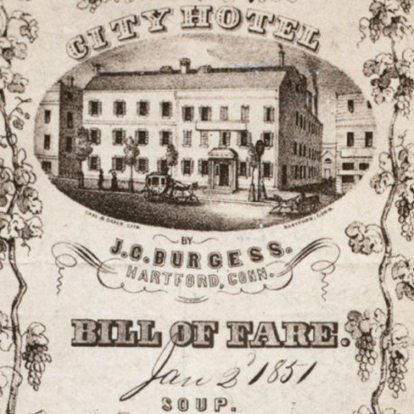 CIty Hotel Hartford Connecticut Menu 1851
