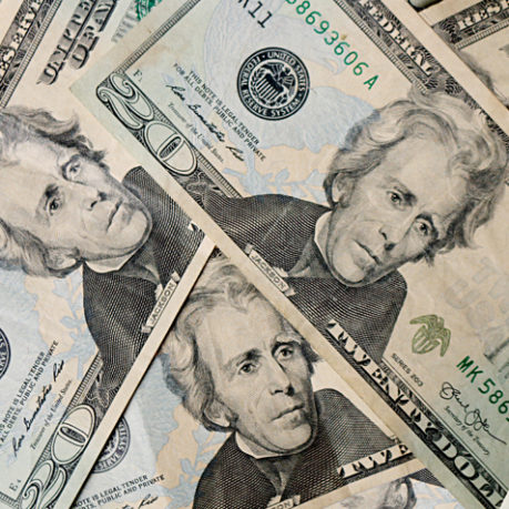 Twenty dollar bills currency cash money