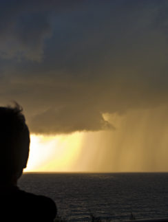 Boy sunset thunderstorm