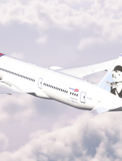 Air-to-air photo of the Boeing 787-9 Dreamliner of Norwegian Air Shuttle.