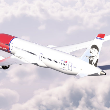 Air-to-air photo of the Boeing 787-9 Dreamliner of Norwegian Air Shuttle.