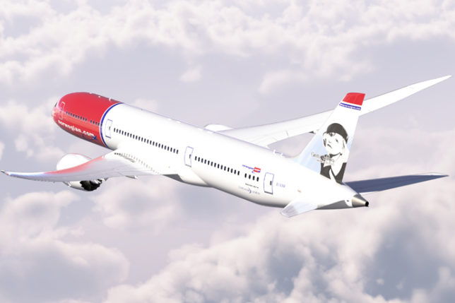 Air-to-air photo of the Boeing 787-9 Dreamliner of Norwegian Air Shuttle.