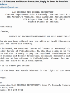 scam spam customs border patrol