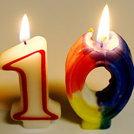 The Gate ten years 10 candles lit