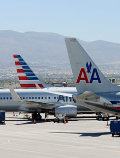 American Airlines airplanes old new livery Las Vegas airport