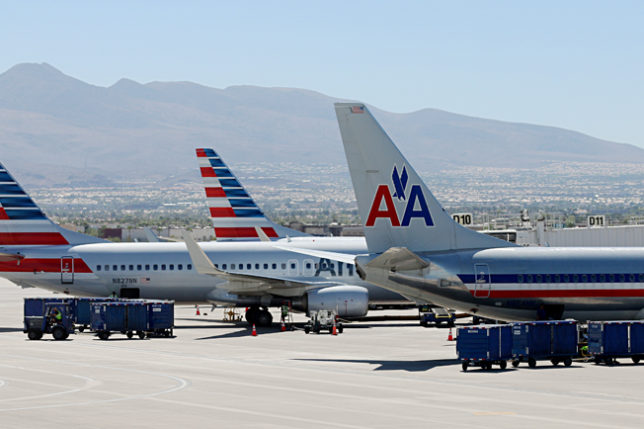 American Airlines airplanes old new livery Las Vegas airport