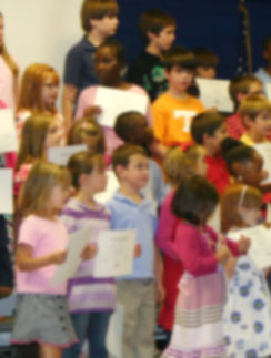 Children on stage in elementary school