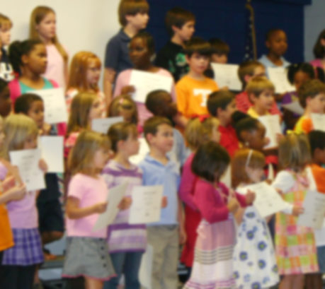 Children on stage in elementary school
