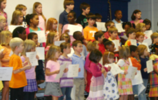 Children on stage in elementary school