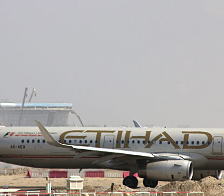 Etihad Airways airplane in Abu Dhabi