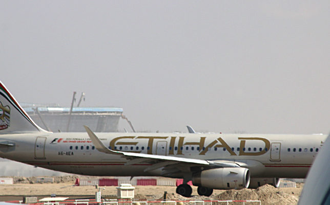Etihad Airways airplane in Abu Dhabi
