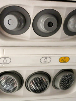 air conditioning overhead vents flight attendant call button