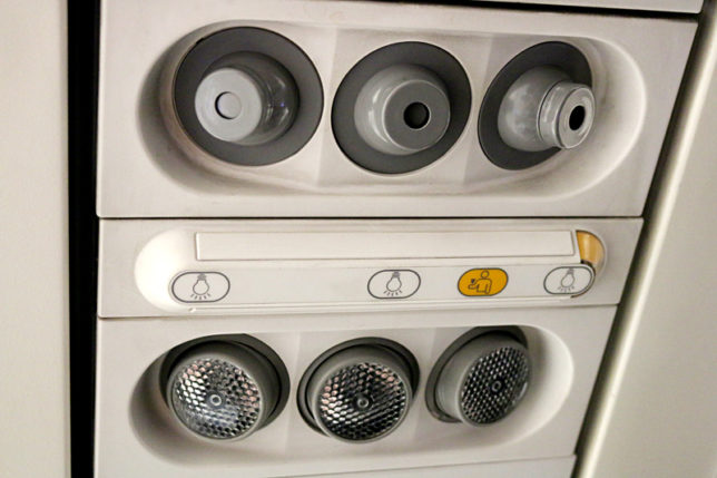 air conditioning overhead vents flight attendant call button