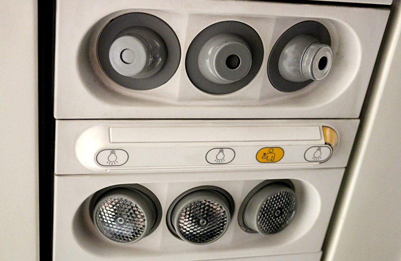 air conditioning overhead vents flight attendant call button