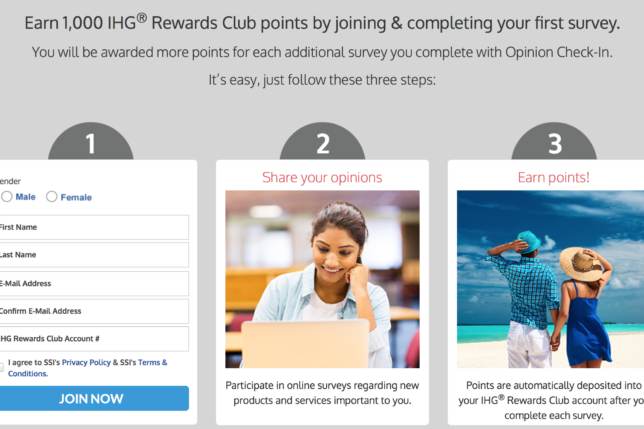 1,000 IHG Rewards points for survey.
