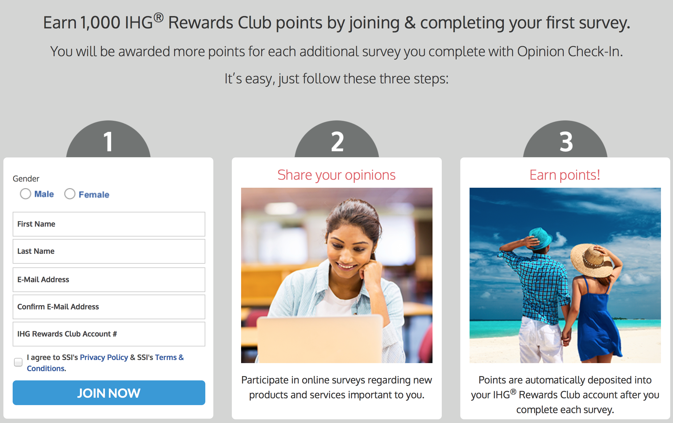 1,000 IHG Rewards points for survey.