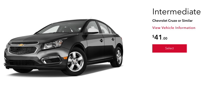 Chevrolet Cruze One-Way car rental rates