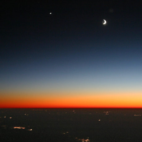 Sky stars moon fading sunset
