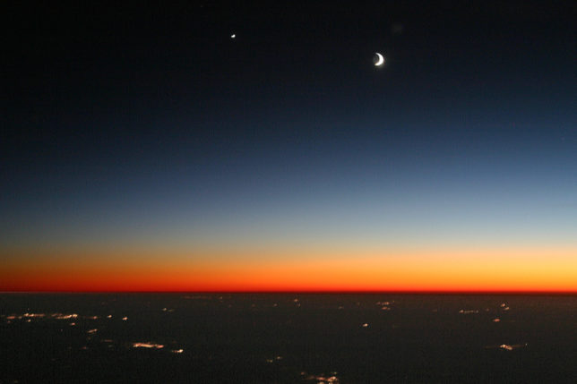 Sky stars moon fading sunset