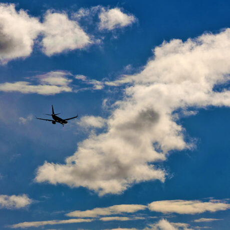 an airplane flying in the sky