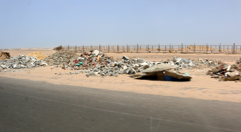 Garbage on road near Hurghada