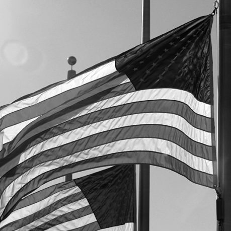 Flag of the United States of America in black and white