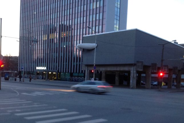 a car driving on a street