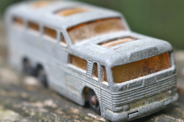 toy Greyhound bus matchbox