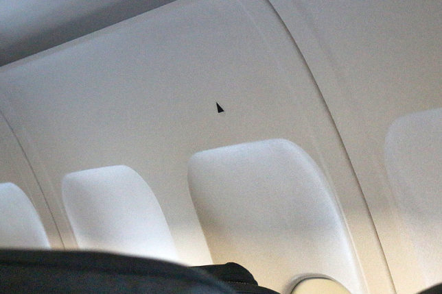 black triangles airplane window