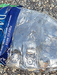 Crushed water bottle