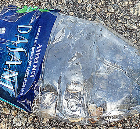 Crushed water bottle