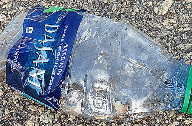 Crushed water bottle