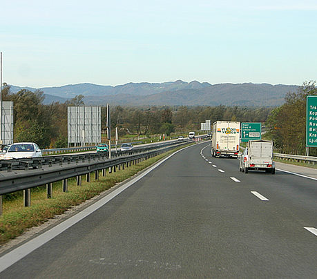 Highway in Slovenia heading to Austria and Italy