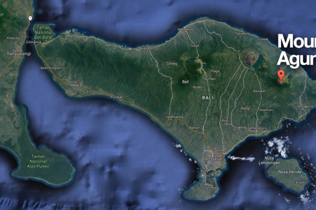 Mount Agung Volcano Bali Map