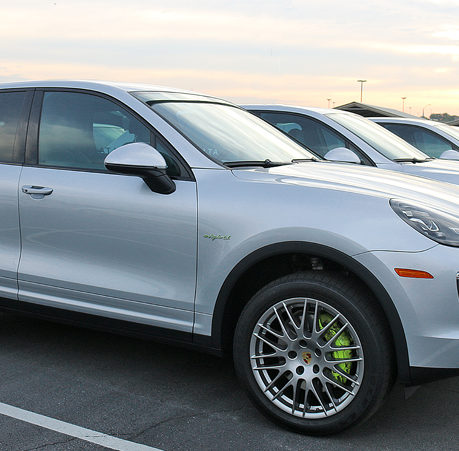 fleet of Porsche cars