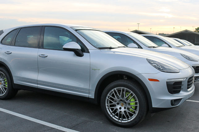 fleet of Porsche cars