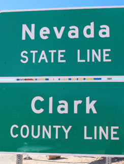 Nevada state line Clark County signs