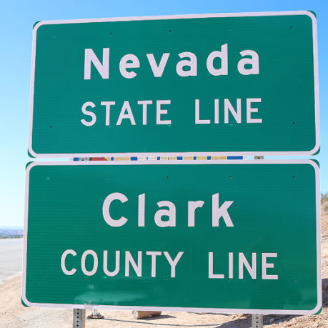 Nevada state line Clark County signs