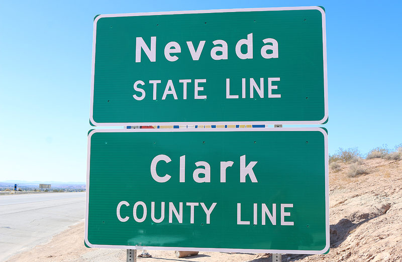Nevada state line Clark County signs