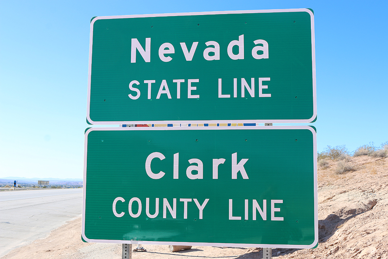 Nevada state line Clark County signs