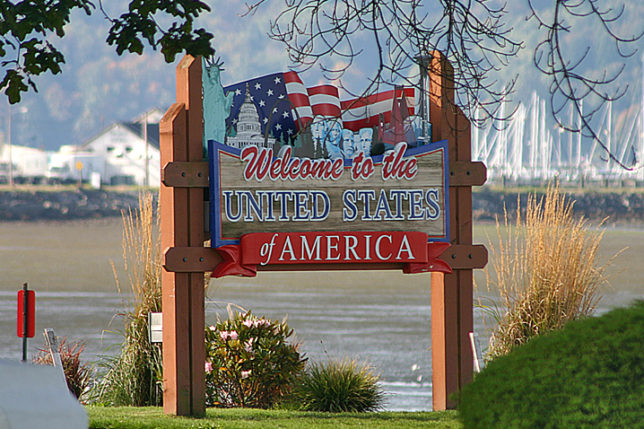 Welcome to the United States of America Blaine sign