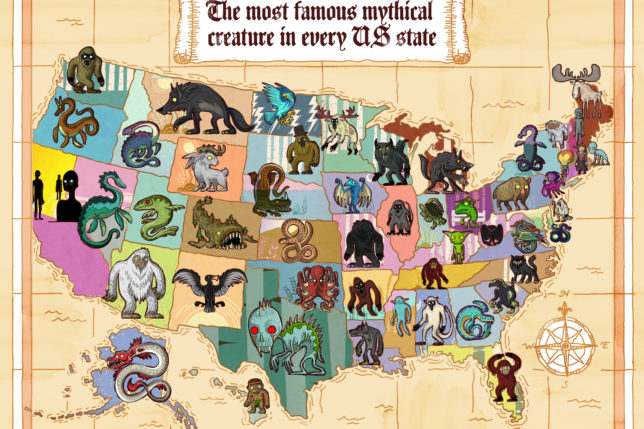 a map of the united states of america with cartoon animals