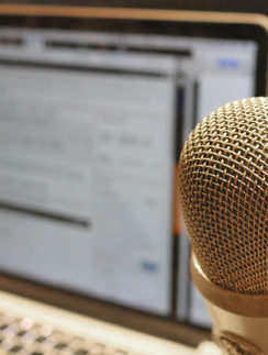 Microphone at laptop computer