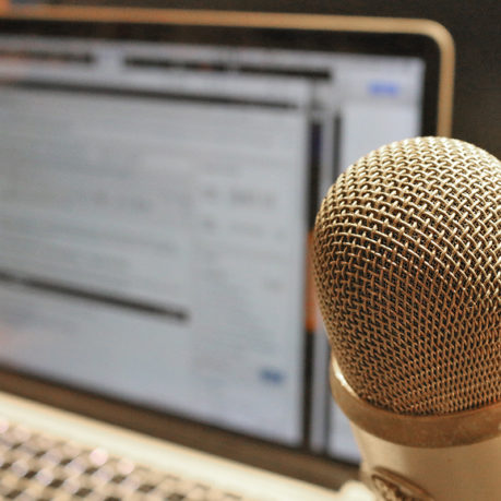 Microphone at laptop computer