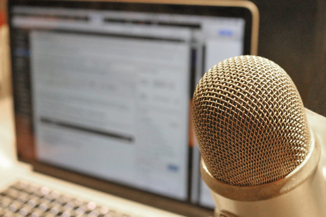 Microphone at laptop computer